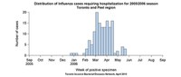 Distribution of influenza cases requiring hospitalization for 2005/2006 season