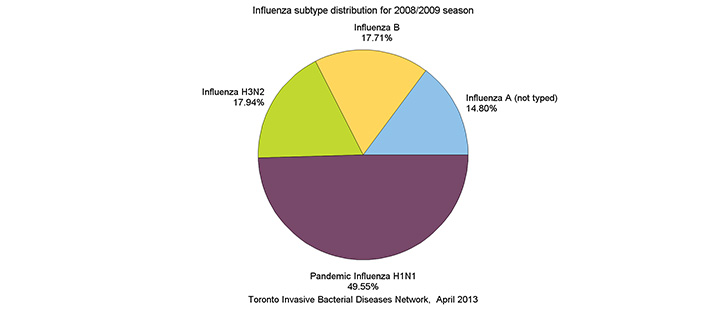 Influenza subtype distribution for 2008/2009 season