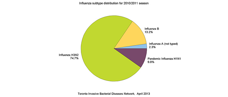 Influenza subtype distribution for 2010/2011 season